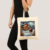 Kerst/Winter Herten Lodge Tote Bag (Voorkant (product))