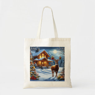 Kerst/Winter Herten Lodge Tote Bag