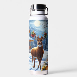 Kerst/Winter Herten Lodge Waterfles