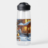 Kerst/Winter Herten Lodge Waterfles (Voorkant)