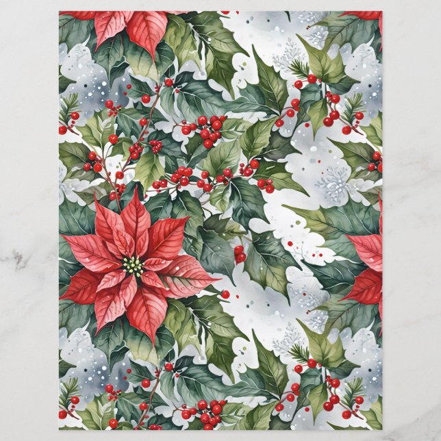 Kerst & Winter Holly met Poinsettias (Voorkant)
