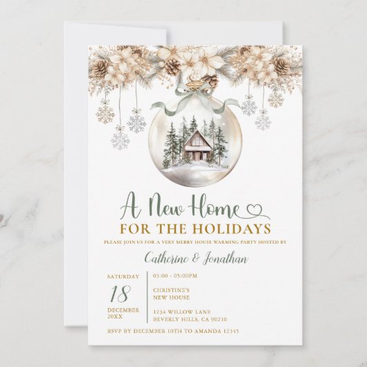 Kerst Winter Housewarming Feest Nieuwe Thuis Uitno Kaart (Voorkant)