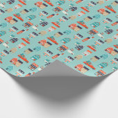 Kerst Winter Huizen Rode Auto Cadeaupapier (Hoek)