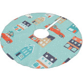 Kerst Winter Huizen Rode Auto Kerstboom Rok (Gekanteld)