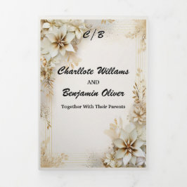 Kerst Winter Ivoor Beige Minimaal Gepersonaliseerd Drieluik Uitnodiging