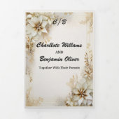 Kerst Winter Ivoor Beige Minimaal Persoonlijk Drieluik Uitnodiging (Cover)