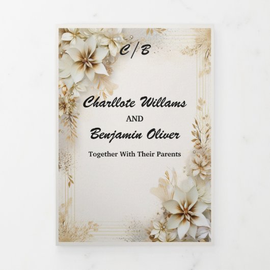 Kerst Winter Ivoor Beige Minimaal Persoonlijk Drieluik Uitnodiging (Cover)