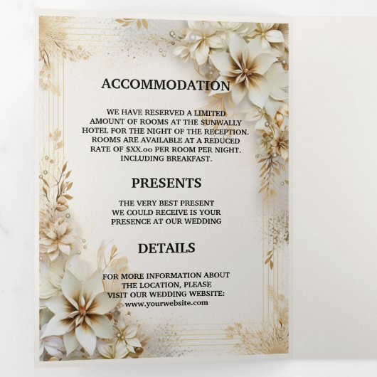 Kerst Winter Ivoor Beige Minimaal Persoonlijk Drieluik Uitnodiging (Binnenzijde eerst)