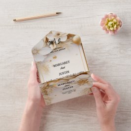 Kerst Winter Ivoor Bloem Vintage Bruiloft All In One Uitnodiging