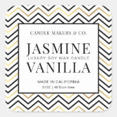 Kerst Winter Kaarslabel Zwart & Goud Minimalistisc Vierkante Sticker (Voorkant)