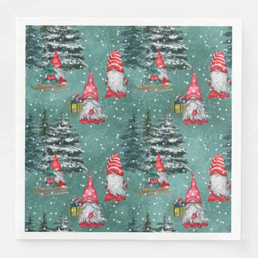 Kerst Winter Kabouters Servet (Voorkant)