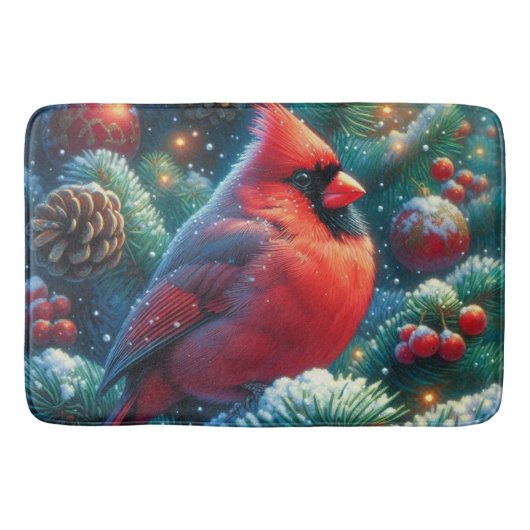 Kerst/winter kardinaal badmat (Voorkant)