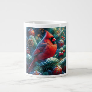 Kerst/winter kardinaal grote koffiekop