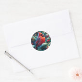 Kerst/winter kardinaal ronde sticker (Envelop)