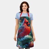 Kerst/winter kardinaal schort (Gedragen)