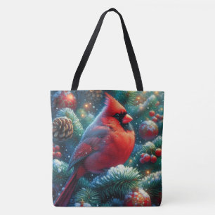 Kerst/winter kardinaal tote bag