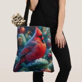 Kerst/winter kardinaal tote bag (Dichtbij)
