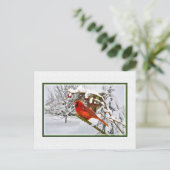 Kerst, Winter, Kardinaal Vogel, Sneeuw, Briefkaart (Staand voorkant)