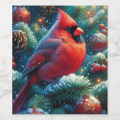 Kerst/winter kardinaal wijn etiket (Enkel label)