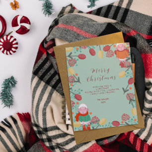 Kerst Winter Lam Florale Rand Illustratie Briefkaart