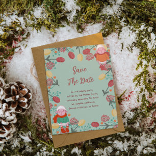 Kerst Winter Lam Florale Rand Illustratie Save The Date