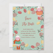Kerst Winter Lam Florale Rand Illustratie Save The Date (Voorkant)