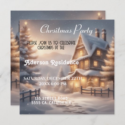 Kerst Winter Landschap Kerstfeest Kaart (Voorkant / Achterkant)