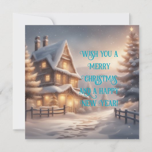 Kerst Winter Landschap Kerstfeest Kaart (Achterkant)