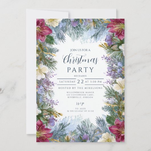 Kerst Winter Lavendel Bloeit Kaart (Voorkant)