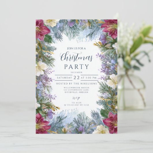 Kerst Winter Lavendel Bloeit Kaart (Staand voorkant)