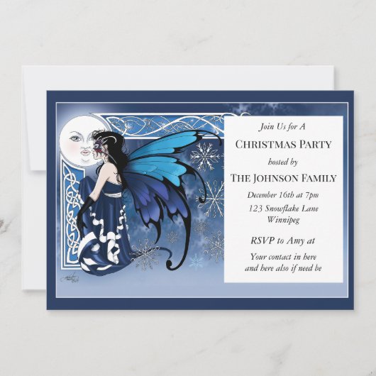 Kerst Winter Maan Fairy Kaart (Voorkant)