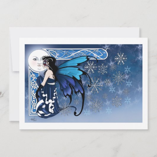Kerst Winter Maan Fairy Kaart (Achterkant)