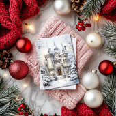 Kerst Winter Mansion Flat Kaart