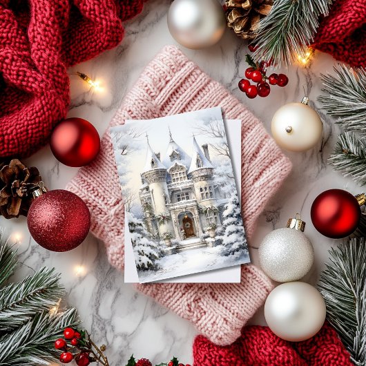 Kerst Winter Mansion Flat Kaart