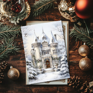 Kerst Winter Mansion Flat Kaart