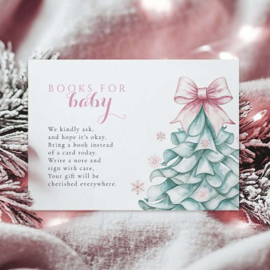Kerst Winter Meisje Baby shower Boeken voor Baby Informatiekaartje