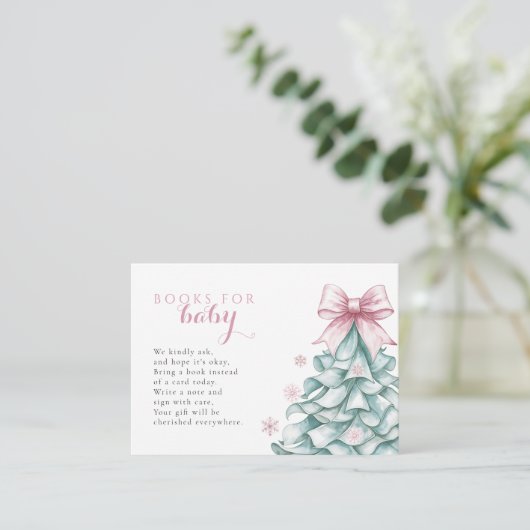 Kerst Winter Meisje Baby shower Boeken voor Baby Informatiekaartje (Staand voorkant)