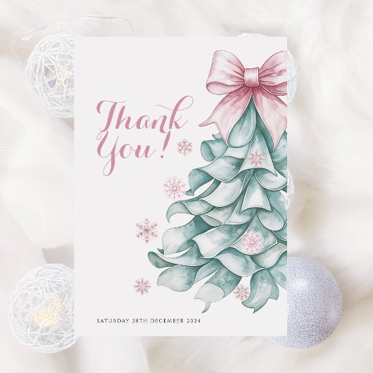 Kerst Winter Meisje Baby shower Dank u kaart