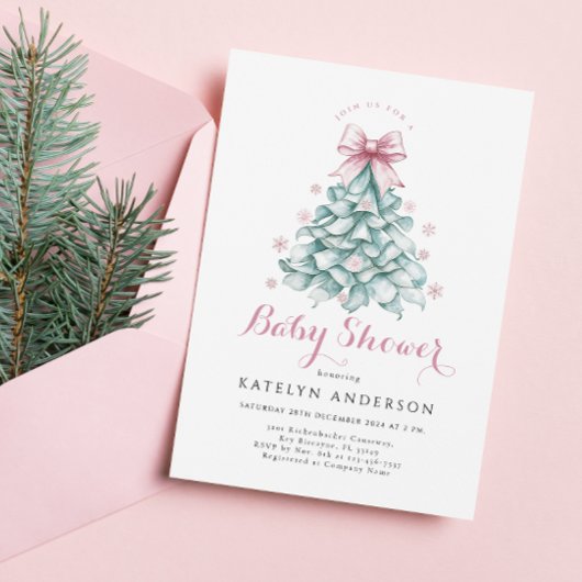 Kerst Winter Meisje Baby shower Kaart