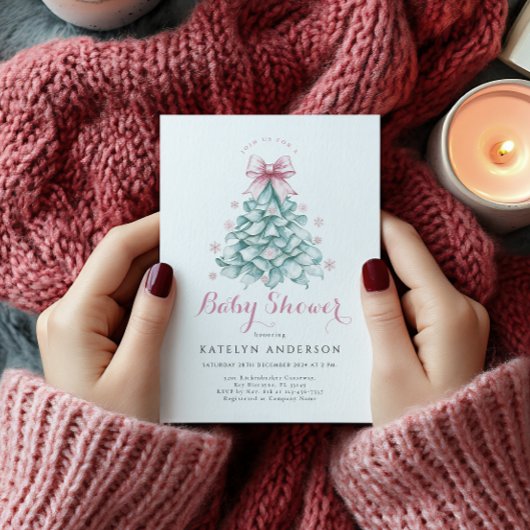 Kerst Winter Meisje Baby shower Kaart