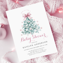 Kerst Winter Meisje Baby shower Kaart