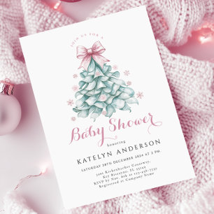 Kerst Winter Meisje Baby shower Kaart