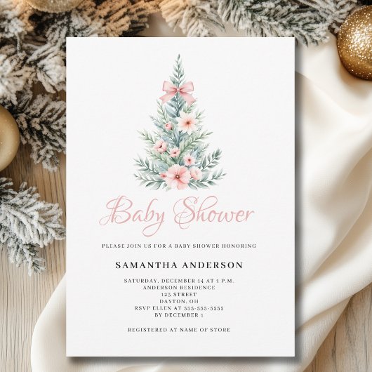 Kerst Winter Meisje Baby shower Kaart