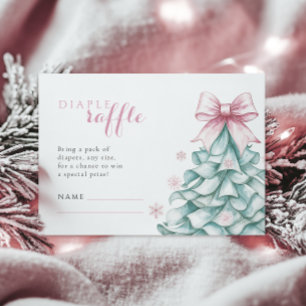 Kerst Winter Meisje Baby shower Luier Raffle Informatiekaartje