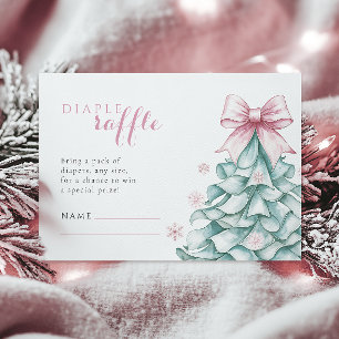 Kerst Winter Meisje Baby shower Luier Raffle Informatiekaartje
