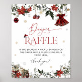 Kerst Winter Meisje Baby shower Luier Raffle Poster (Voorkant)