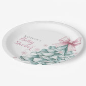 Kerst Winter Meisje Baby shower Papieren Bordje (Gekanteld)