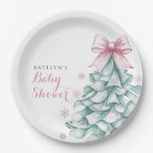 Kerst Winter Meisje Baby shower Papieren Bordje (Voorkant)