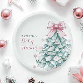 Kerst Winter Meisje Baby shower Papieren Bordje