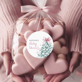 Kerst Winter Meisje Baby shower Ronde Sticker